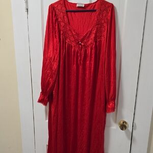 Red Lace Long Sleeve Nightgown 006